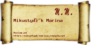 Mikustyák Marina névjegykártya